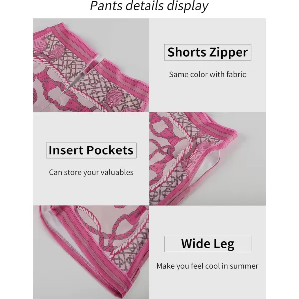 Gihuo Womens Boho Print Long Sleeve Top High Waist Shorts Sets 2 Piece Outfits Tropical Romper Summer Matching Set