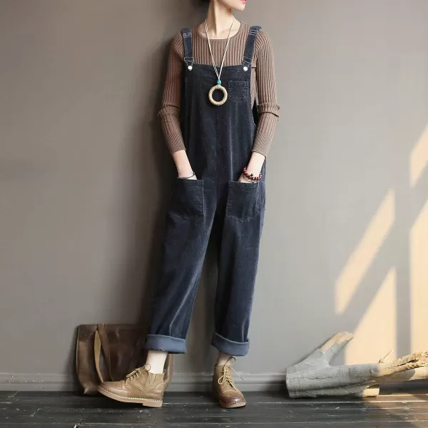 Gihuo Women's Corduroy Overalls Loose Fit Fashion Bib Overalls Adjustable Straps Baddy Jumpsuit