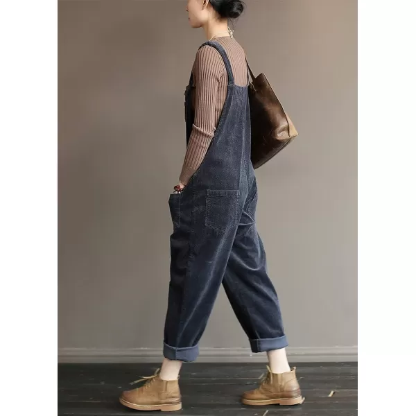 Gihuo Women's Corduroy Overalls Loose Fit Fashion Bib Overalls Adjustable Straps Baddy Jumpsuit