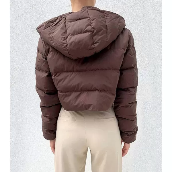 Gihuo Women's Crop Puffer Jacket Winter Warm Hooded Short Jacket Outerwear