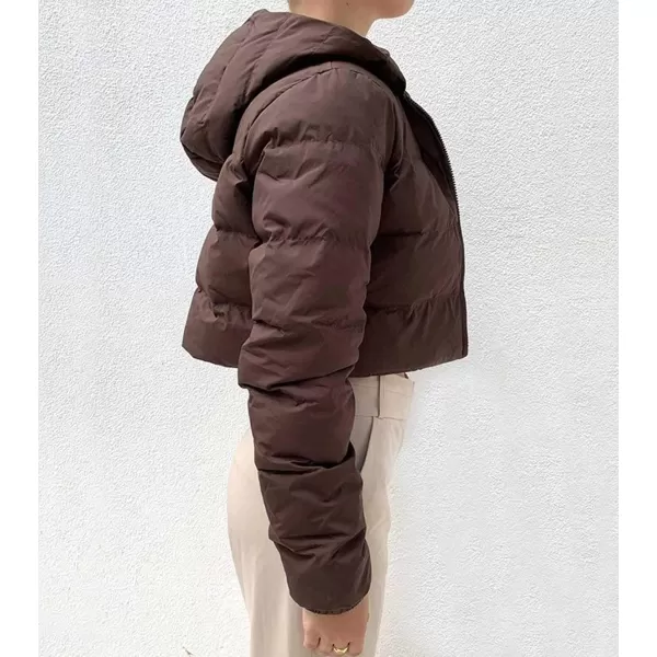Gihuo Women's Crop Puffer Jacket Winter Warm Hooded Short Jacket Outerwear