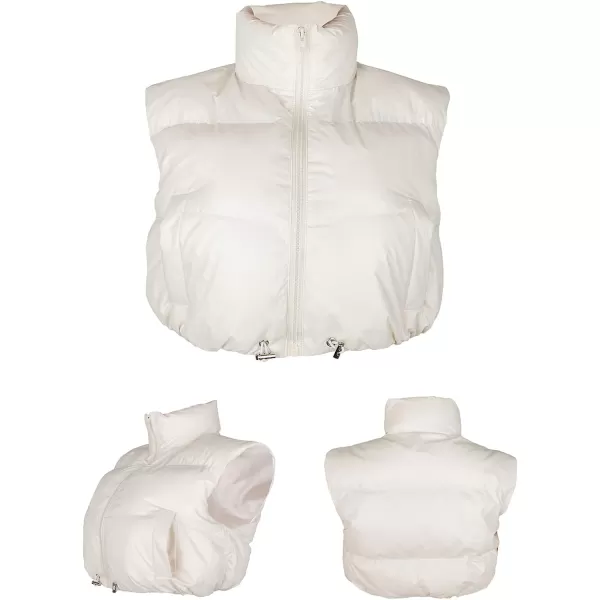 Gihuo Women's Crop Puffer Vest Zip Up Stand Collar Winter Sleveless Short Vest Gilet