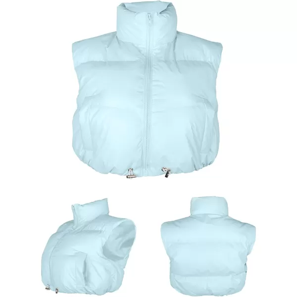 Gihuo Women's Crop Puffer Vest Zip Up Stand Collar Winter Sleveless Short Vest Gilet