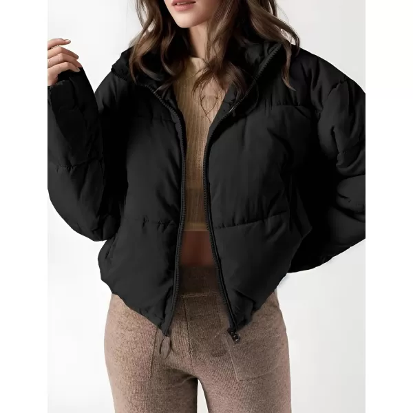 Gihuo Women's Cropped Puffer Jacket Winter Stand Up Collar Zip Up Padded Coat Short Warm Quited Jackets