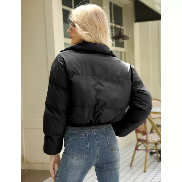 Gihuo Women's Cropped Puffer Jacket Zip Up Winter Short Jacket Bubble Coat
