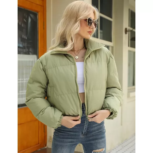 Gihuo Women's Cropped Puffer Jacket Zip Up Winter Short Jacket Bubble Coat