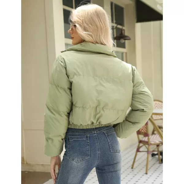 Gihuo Women's Cropped Puffer Jacket Zip Up Winter Short Jacket Bubble Coat