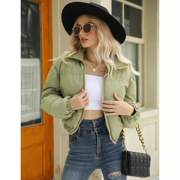 Gihuo Women's Cropped Puffer Jacket Zip Up Winter Short Jacket Bubble Coat
