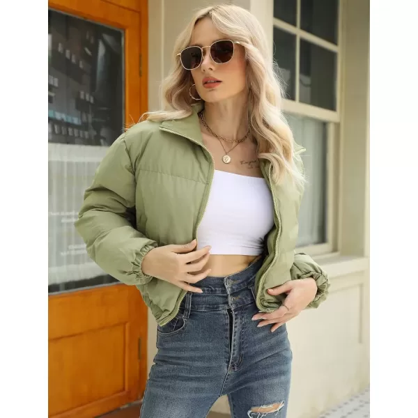 Gihuo Women's Cropped Puffer Jacket Zip Up Winter Short Jacket Bubble Coat