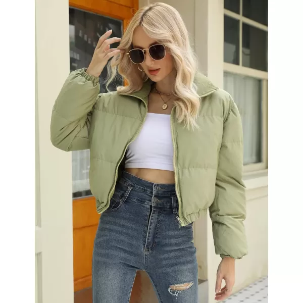 Gihuo Women's Cropped Puffer Jacket Zip Up Winter Short Jacket Bubble Coat
