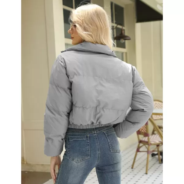 Gihuo Women's Cropped Puffer Jacket Zip Up Winter Short Jacket Bubble Coat