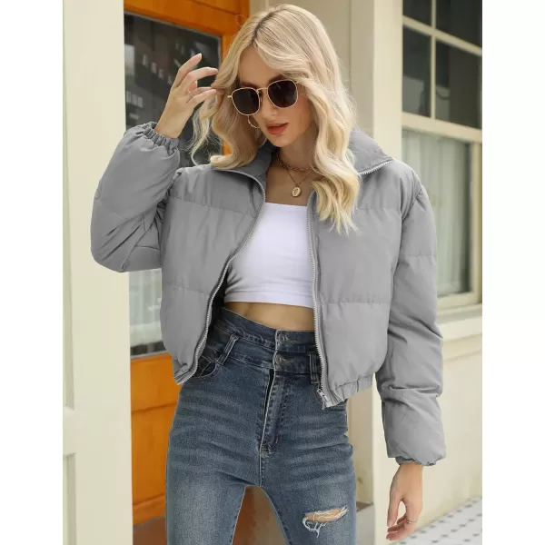 Gihuo Women's Cropped Puffer Jacket Zip Up Winter Short Jacket Bubble Coat