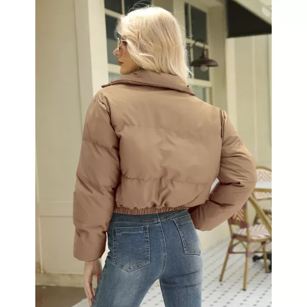 Gihuo Women's Cropped Puffer Jacket Zip Up Winter Short Jacket Bubble Coat