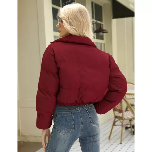 Gihuo Women's Cropped Puffer Jacket Zip Up Winter Short Jacket Bubble Coat