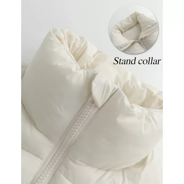 Gihuo Women's Cropped Puffer Vest Quilted Gilet Winter Padded Full Zip Vest Stand Collar Sleeveless Jacket