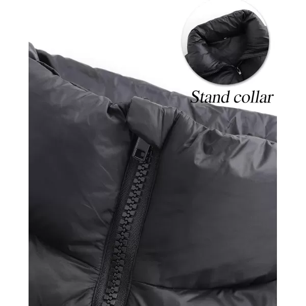 Gihuo Women's Cropped Puffer Vest Quilted Gilet Winter Padded Full Zip Vest Stand Collar Sleeveless Jacket
