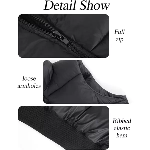 Gihuo Women's Cropped Puffer Vest Quilted Gilet Winter Padded Full Zip Vest Stand Collar Sleeveless Jacket