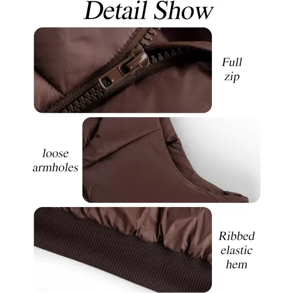 Gihuo Women's Cropped Puffer Vest Quilted Gilet Winter Padded Full Zip Vest Stand Collar Sleeveless Jacket