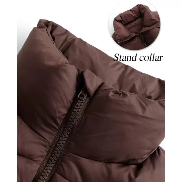 Gihuo Women's Cropped Puffer Vest Quilted Gilet Winter Padded Full Zip Vest Stand Collar Sleeveless Jacket