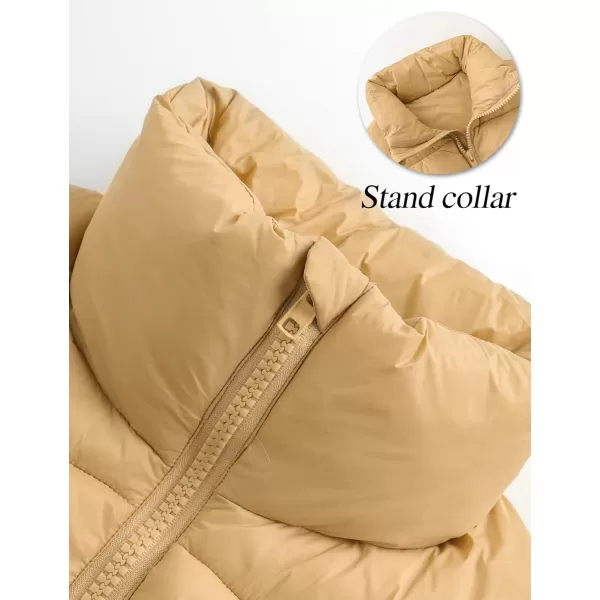 Gihuo Women's Cropped Puffer Vest Quilted Gilet Winter Padded Full Zip Vest Stand Collar Sleeveless Jacket