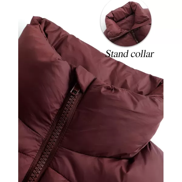 Gihuo Women's Cropped Puffer Vest Quilted Gilet Winter Padded Full Zip Vest Stand Collar Sleeveless Jacket