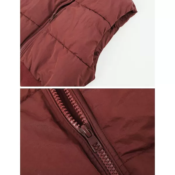 Gihuo Women's Cropped Puffer Vest Quilted Gilet Winter Padded Full Zip Vest Stand Collar Sleeveless Jacket