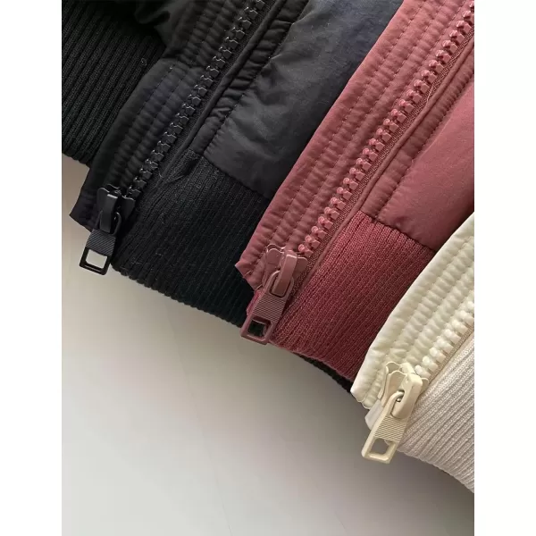 Gihuo Women's Cropped Puffer Vest Quilted Gilet Winter Padded Full Zip Vest Stand Collar Sleeveless Jacket