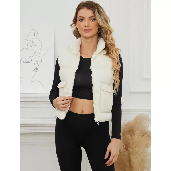 Gihuo Women's Cropped Puffer Vest Quilted Lightweight Sleeveless Jacket Padded Zip Up Down Vest Outerwear