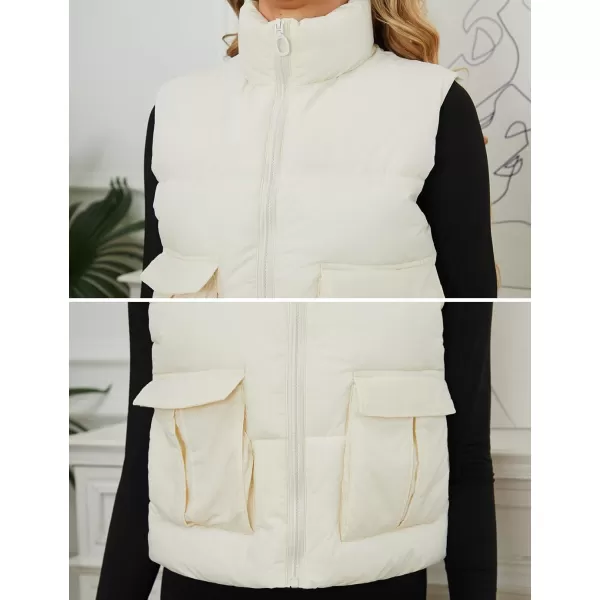 Gihuo Women's Cropped Puffer Vest Quilted Lightweight Sleeveless Jacket Padded Zip Up Down Vest Outerwear