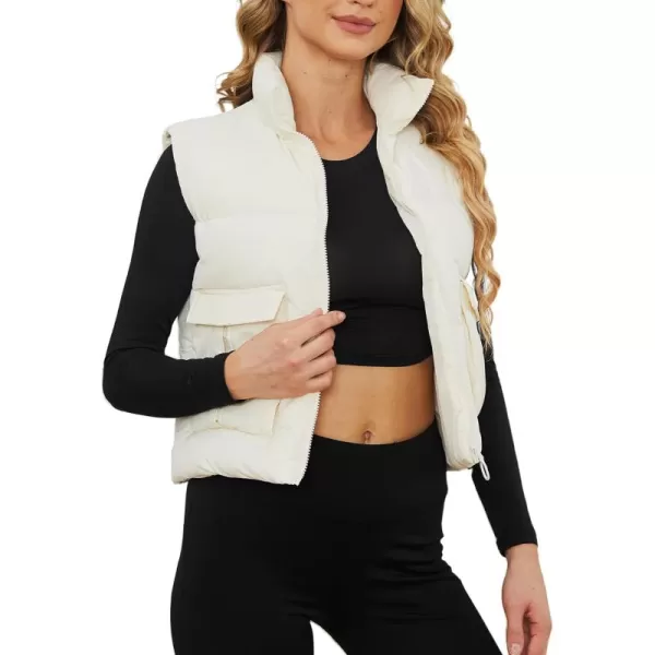 Gihuo Women's Cropped Puffer Vest Quilted Lightweight Sleeveless Jacket Padded Zip Up Down Vest Outerwear