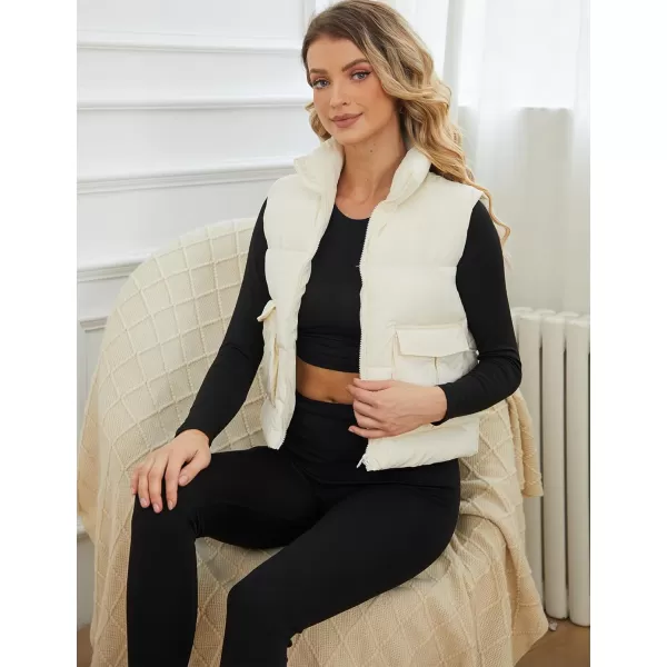 Gihuo Women's Cropped Puffer Vest Quilted Lightweight Sleeveless Jacket Padded Zip Up Down Vest Outerwear