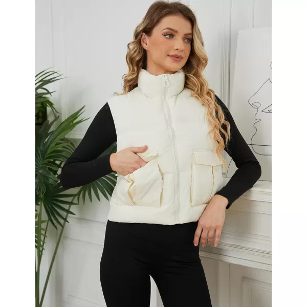 Gihuo Women's Cropped Puffer Vest Quilted Lightweight Sleeveless Jacket Padded Zip Up Down Vest Outerwear
