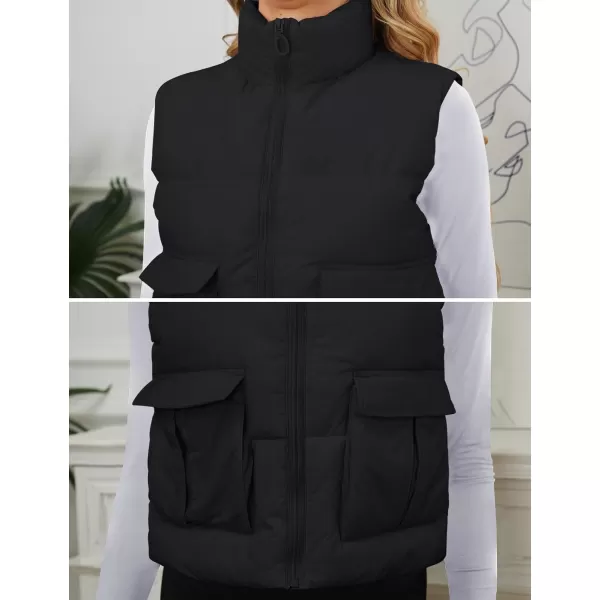 Gihuo Women's Cropped Puffer Vest Quilted Lightweight Sleeveless Jacket Padded Zip Up Down Vest Outerwear