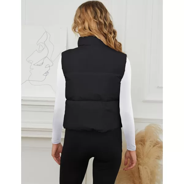 Gihuo Women's Cropped Puffer Vest Quilted Lightweight Sleeveless Jacket Padded Zip Up Down Vest Outerwear