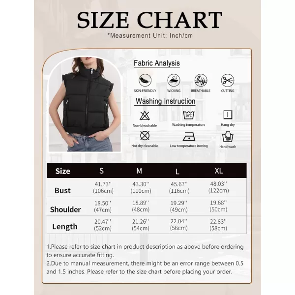 Gihuo Women's Cropped Puffer Vest Winter Zip Up Sleeveless Padded Jackets Oversized Quilted Coat
