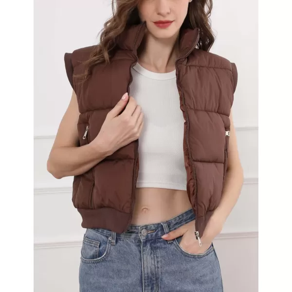 Gihuo Women's Cropped Puffer Vest Winter Zip Up Sleeveless Padded Jackets Oversized Quilted Coat