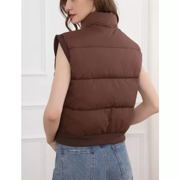 Gihuo Women's Cropped Puffer Vest Winter Zip Up Sleeveless Padded Jackets Oversized Quilted Coat