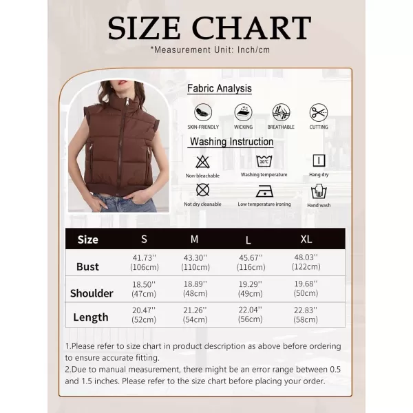 Gihuo Women's Cropped Puffer Vest Winter Zip Up Sleeveless Padded Jackets Oversized Quilted Coat