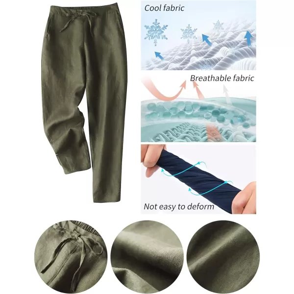 Gihuo Women's Elastic Waist Drawstring Solid Pants Tapered Trousers with Pockets