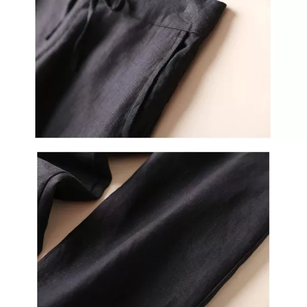 Gihuo Women's Elastic Waist Drawstring Solid Pants Tapered Trousers with Pockets