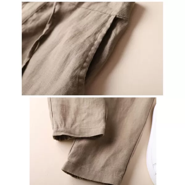 Gihuo Women's Elastic Waist Drawstring Solid Pants Tapered Trousers with Pockets