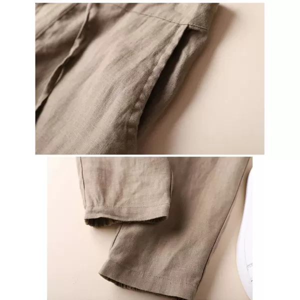 Gihuo Women's Elastic Waist Drawstring Solid Pants Tapered Trousers with Pockets