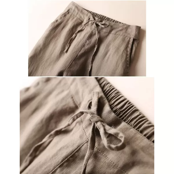Gihuo Women's Elastic Waist Drawstring Solid Pants Tapered Trousers with Pockets