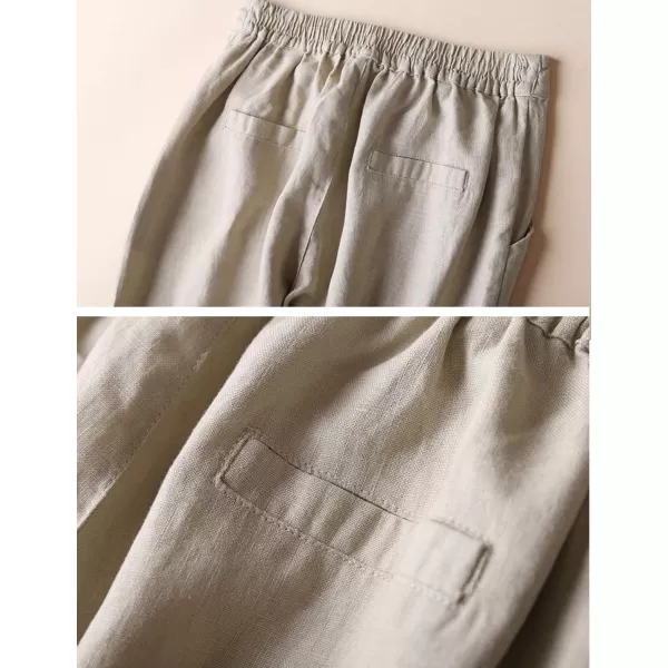 Gihuo Women's Elastic Waist Drawstring Solid Pants Tapered Trousers with Pockets