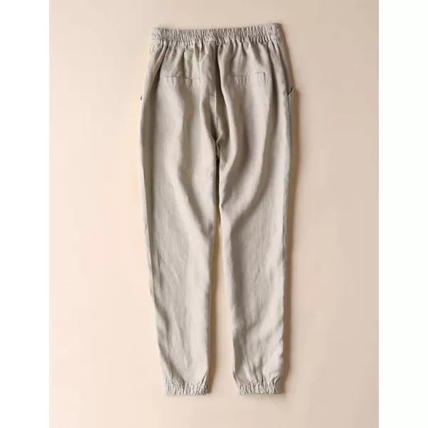 Gihuo Women's Elastic Waist Drawstring Solid Pants Tapered Trousers with Pockets