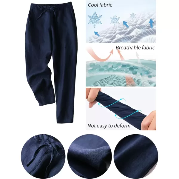 Gihuo Women's Elastic Waist Drawstring Solid Pants Tapered Trousers with Pockets