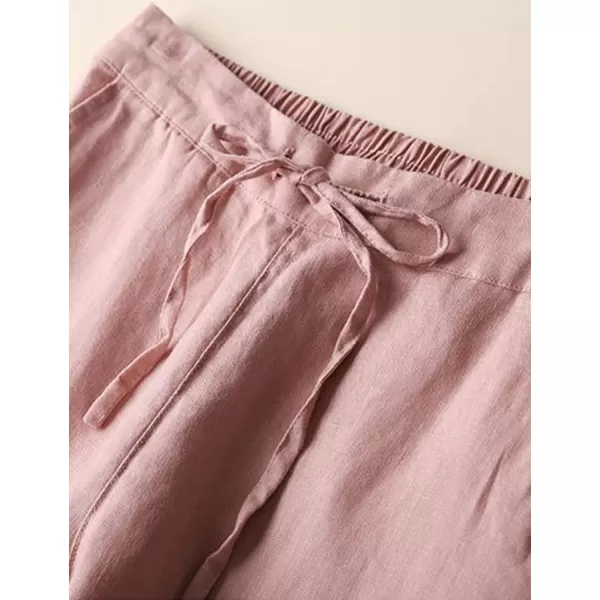 Gihuo Women's Elastic Waist Drawstring Solid Pants Tapered Trousers with Pockets