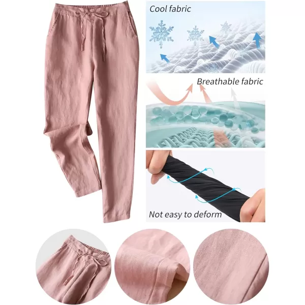Gihuo Women's Elastic Waist Drawstring Solid Pants Tapered Trousers with Pockets