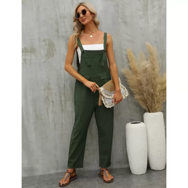 Gihuo Women's Fashion Baggy Loose Linen Overalls Jumpsuit