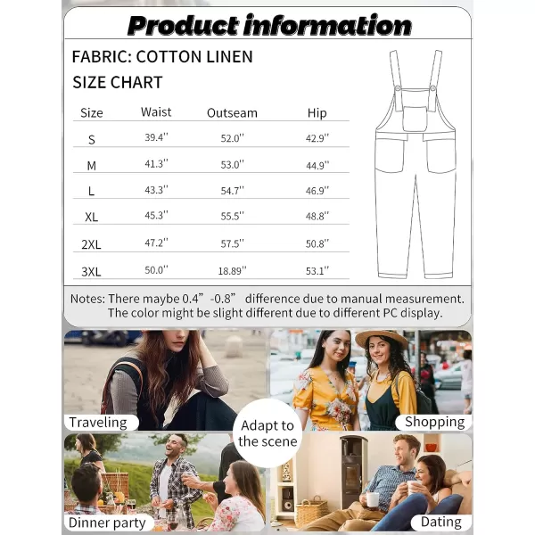 Gihuo Women's Fashion Baggy Loose Linen Overalls Jumpsuit